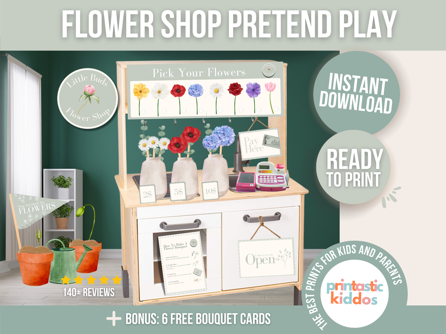 Printable Pretend Play Flower Shop – Dramatic Play for Kids