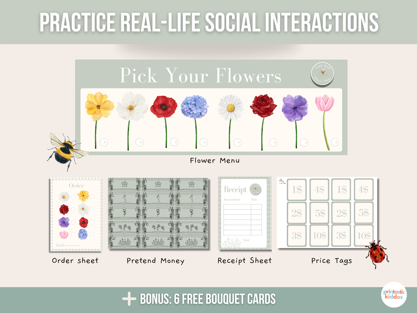 Printable Pretend Play Flower Shop – Dramatic Play for Kids