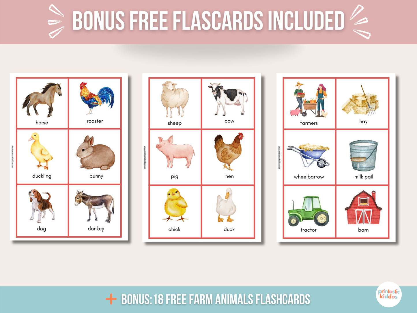 Printable Farm Animals Matching Game for Toddlers and Babies: Learning Fun from the Farm!
