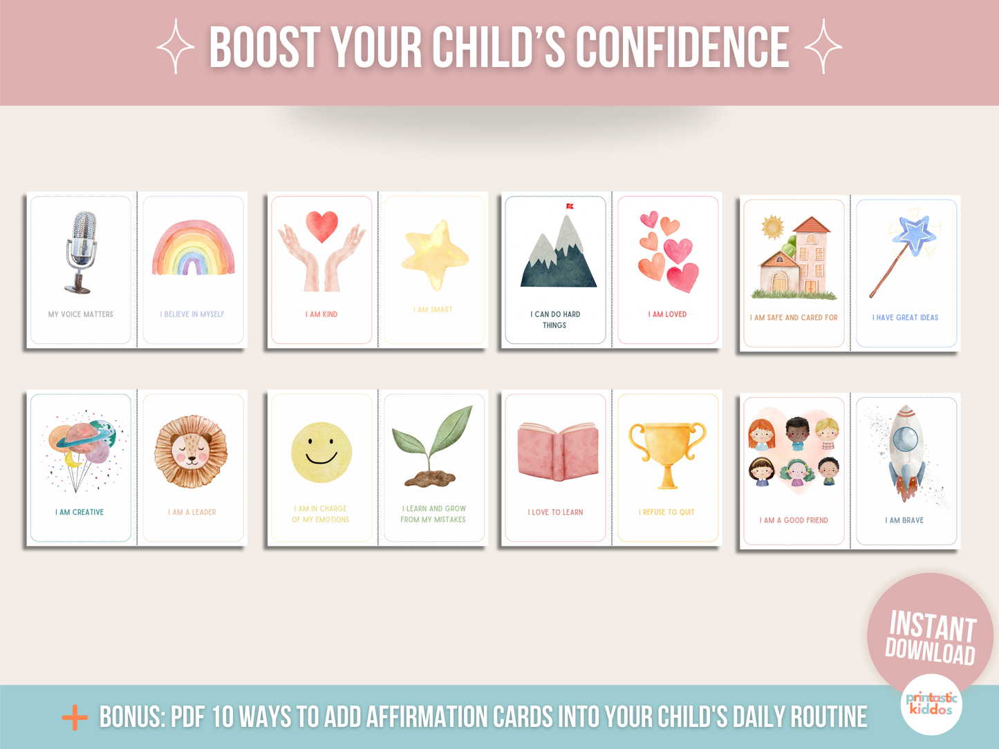 16 Printable Affirmation Cards for Kids