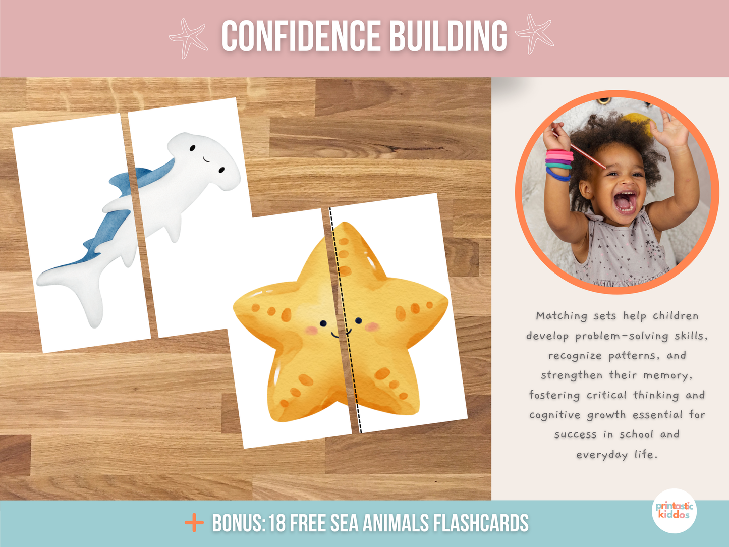 Printable Sea Animals Matching Game for Toddlers and Babies