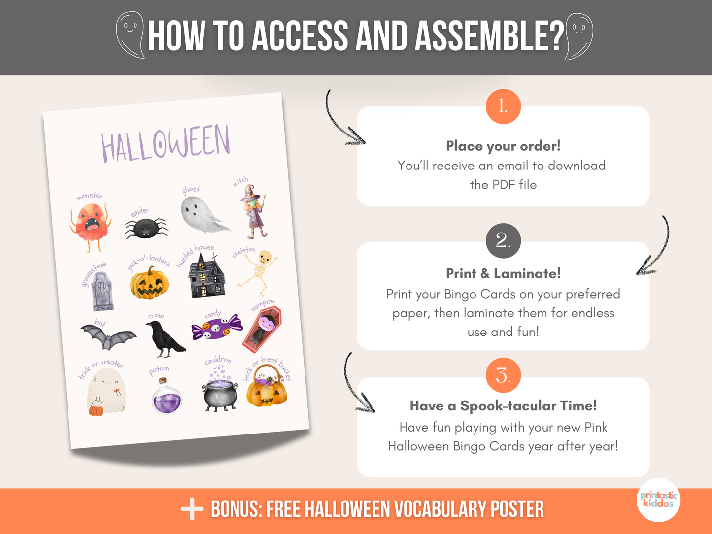 Printable Pink Halloween Bingo