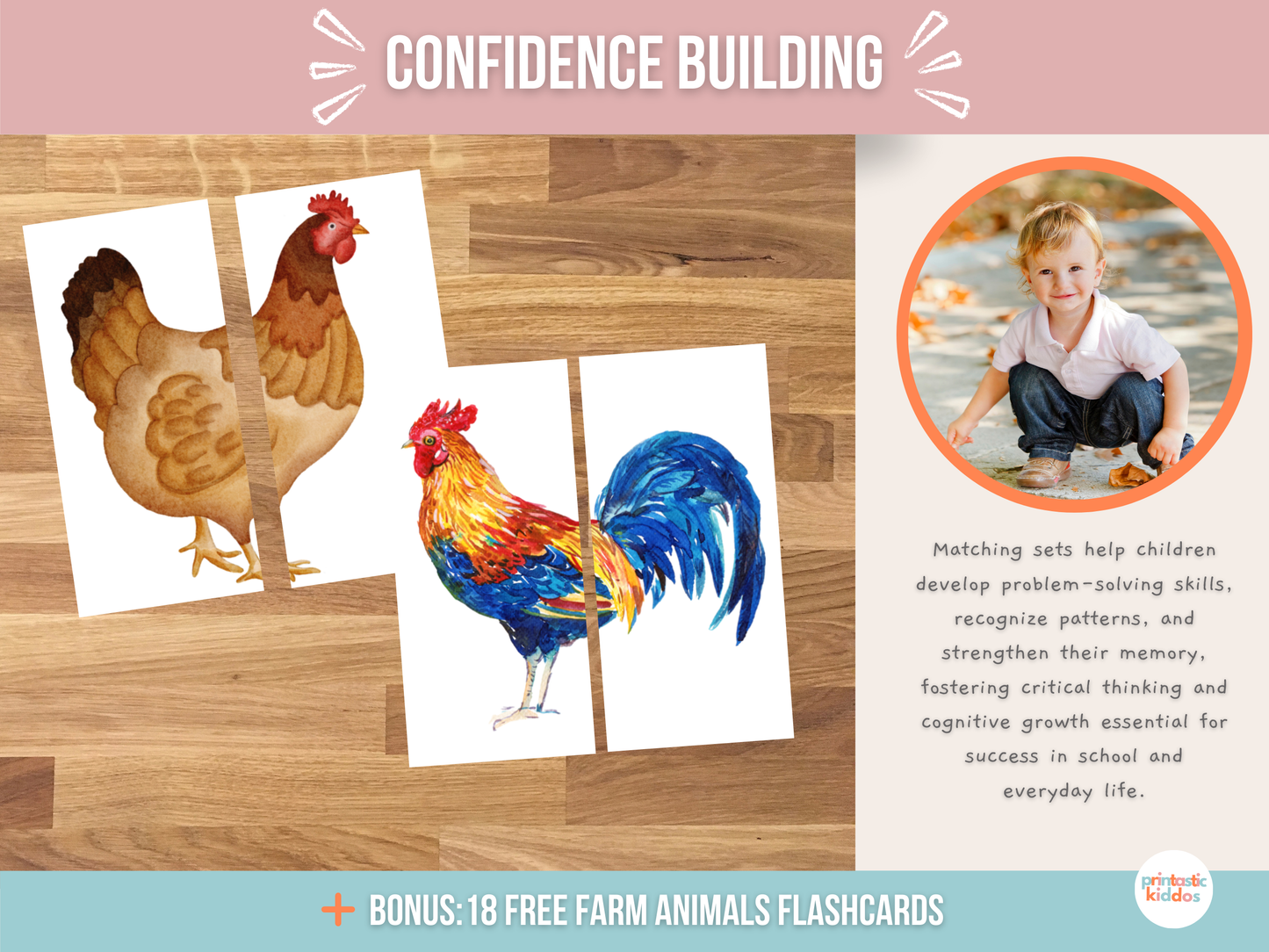 Printable Farm Animals Matching Game for Toddlers and Babies: Learning Fun from the Farm!