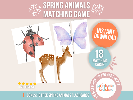 Printable Spring Animals Matching Game For Toddlers And Babies