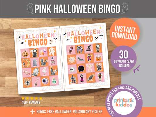 Printable Pink Halloween Bingo