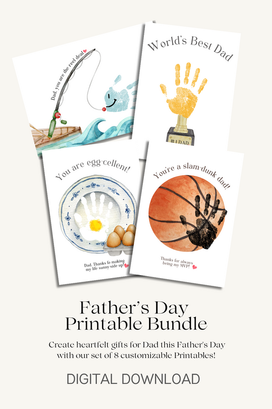 Father's Day Crafts Bundle - Father's Day Hanprint and Footprint Printable Art
